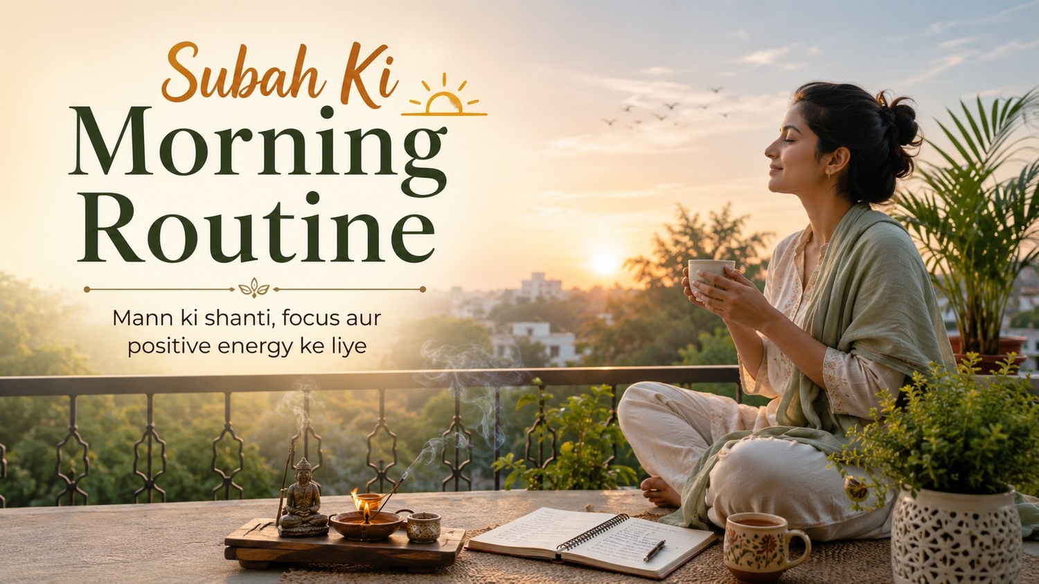 subah ki spiritual routine, morning spiritual routine, mann ki shanti ke liye kya kare, positive energy kaise badhaye, focus kaise badhaye