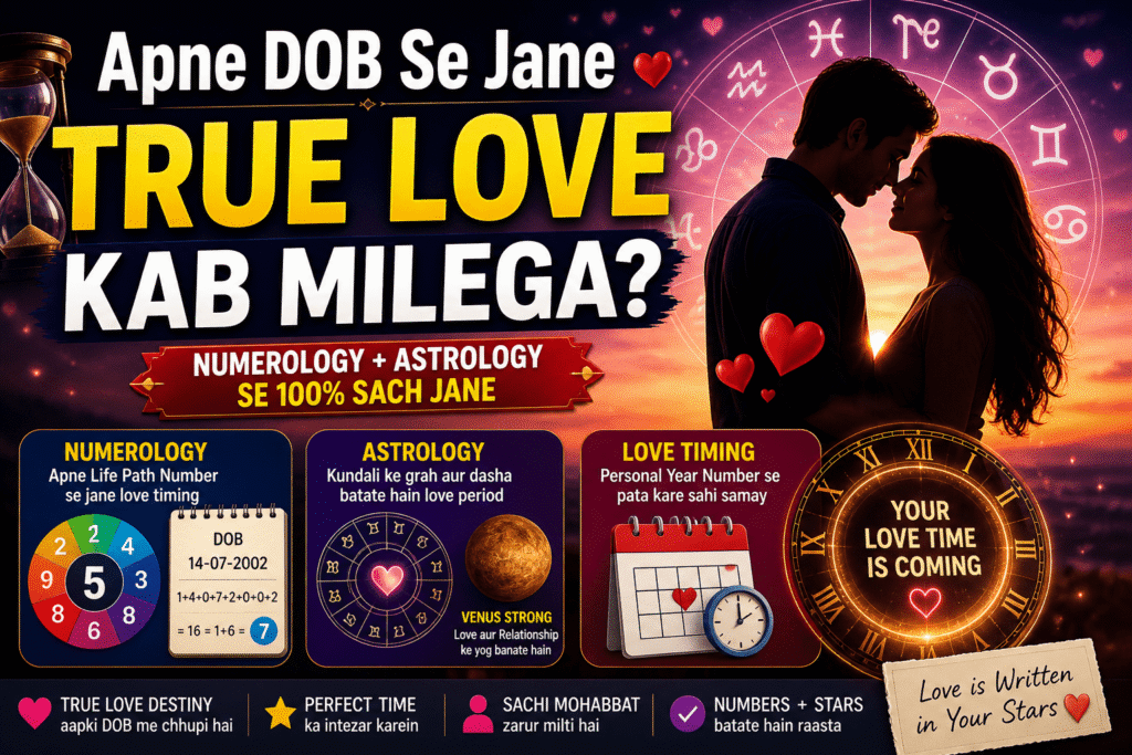 true love kab milega, dob se love prediction, numerology love timing, astrology love prediction, life path number love, true love by date of birth, love timing numerology, kundali love prediction, love life prediction hindi, ank jyotish love predictionSelect 62 more words to run Humanizer.